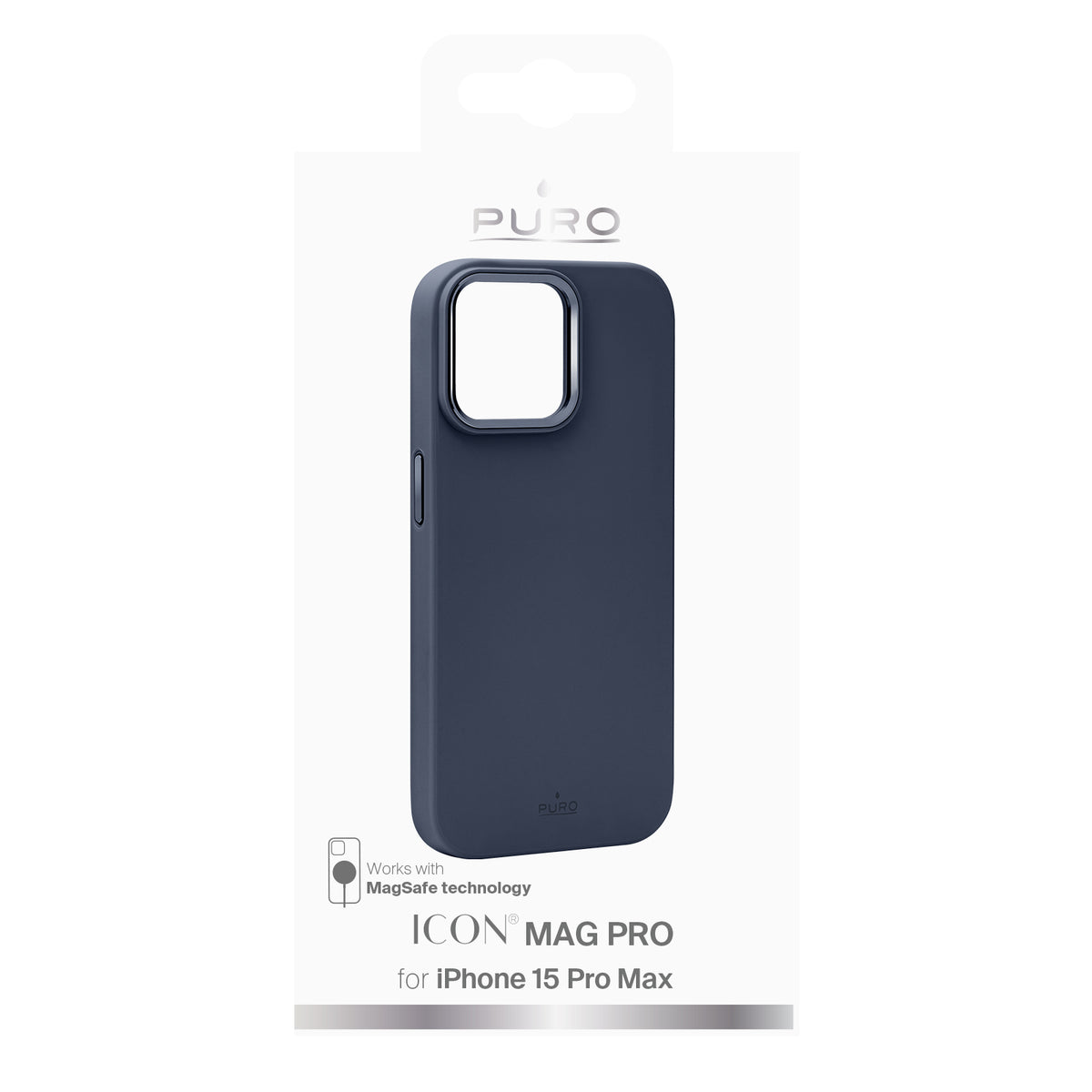 Puro Icon Mag Pro MagSafe Silikoninė dėžutė iPhone 15 Pro Max - Tamsiai mėlyna -- iPhone 15 Pro Max