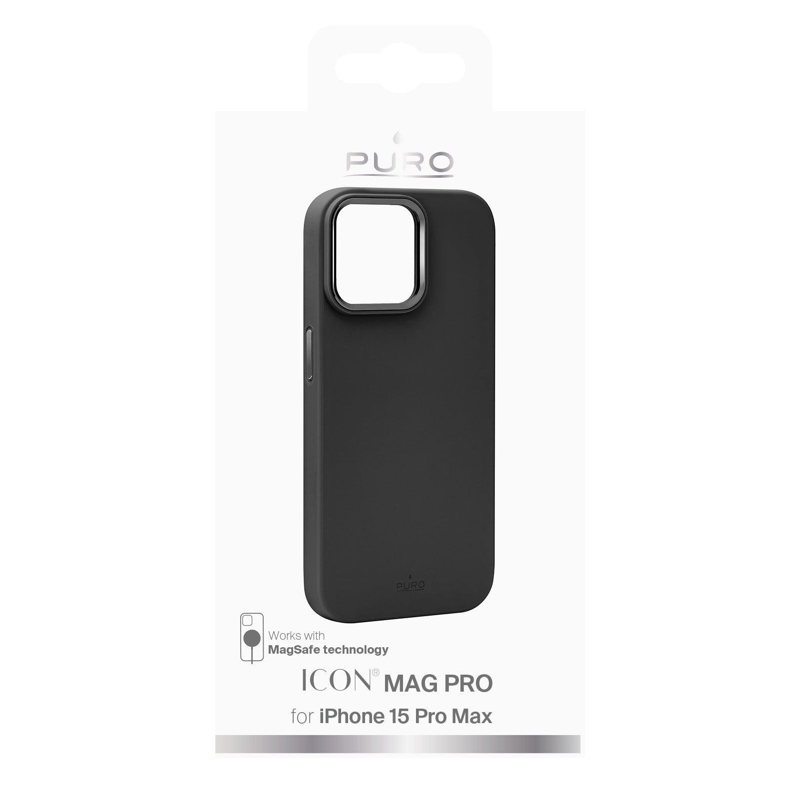 Puro Icon Mag Pro MagSafe Silikoninė dėžutė iPhone 15 Pro Max - Juoda -- iPhone 15 Pro Max
