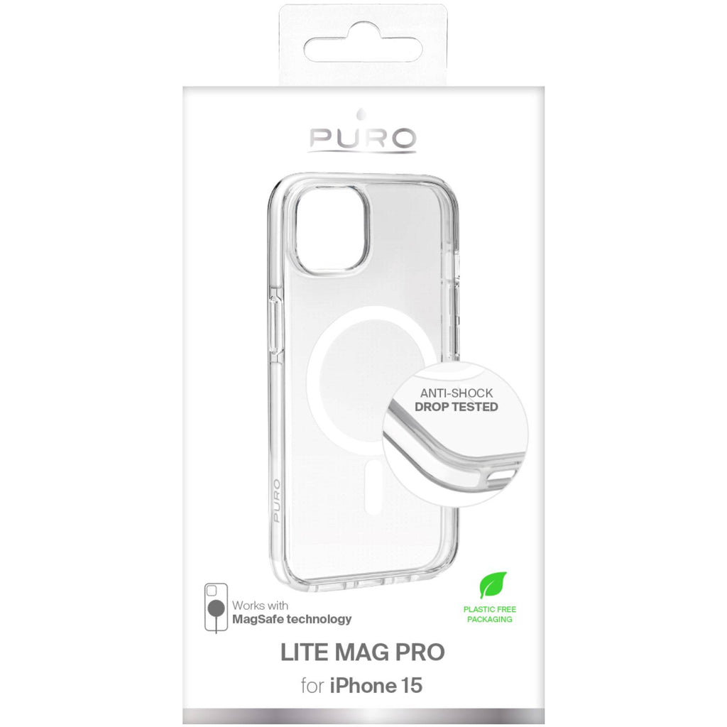 Puro Lite Mag Pro MagSafe silikoninis dėklas iPhone 15 – skaidrus