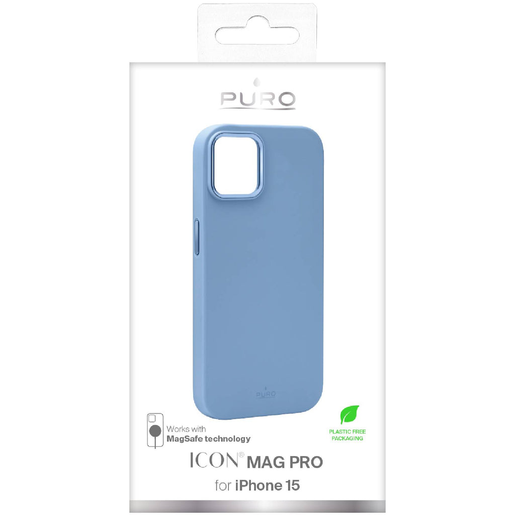 Puro Icon Mag Pro MagSafe Silikoninė dėkliukas skirtas iPhone 15 - Šviesi mėlyna -- iPhone 15