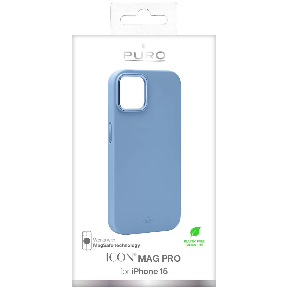 Puro Icon Mag Pro MagSafe Silikoninė dėkliukas skirtas iPhone 15 - Šviesi mėlyna -- iPhone 15