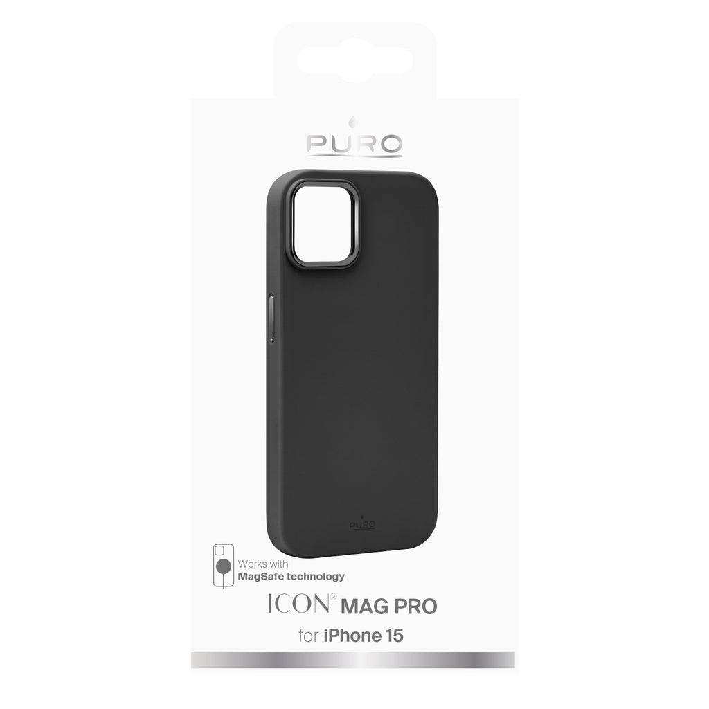 Puro Icon Mag Pro MagSafe Silikoninė dėkliukas skirtas iPhone 15 - Juoda -- iPhone 15