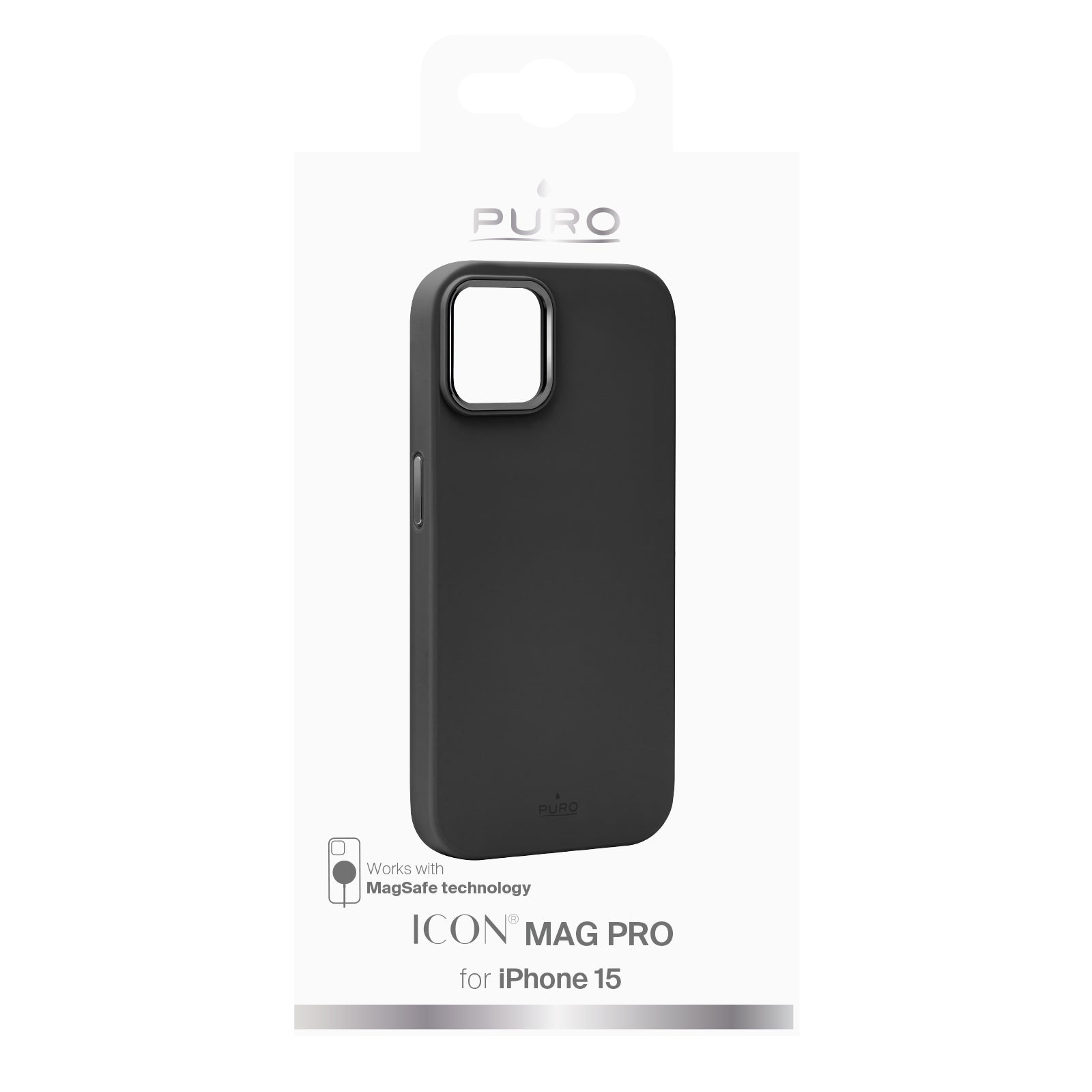 Puro Icon Mag Pro MagSafe Silikoninė dėkliukas skirtas iPhone 15 - Juoda -- iPhone 15