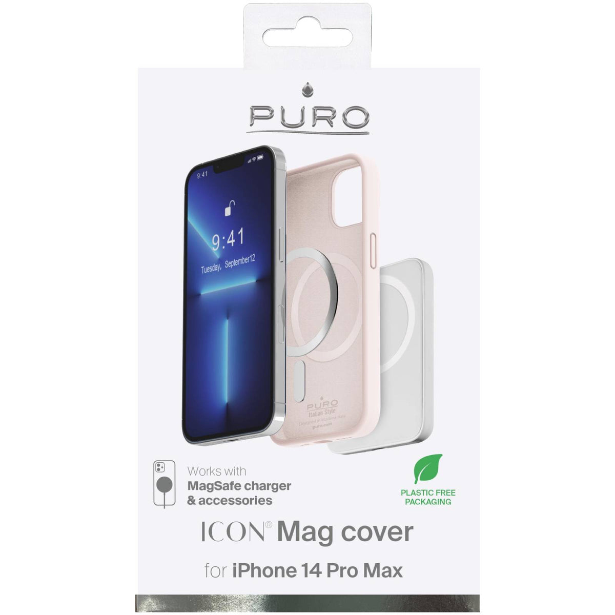 Puro Icon Mag MagSafe silikoninis dėklas iPhone 14 Pro Max – rožinis