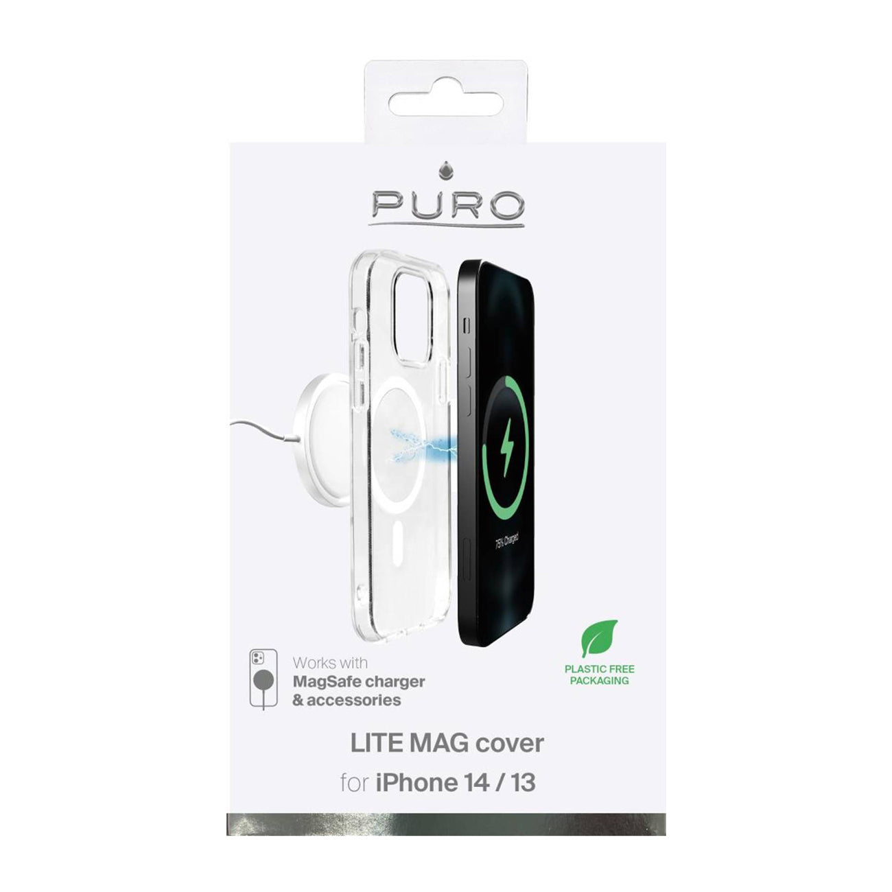 Puro Lite Mag MagSafe silikoninis dėklas iPhone 14/13 – skaidrus