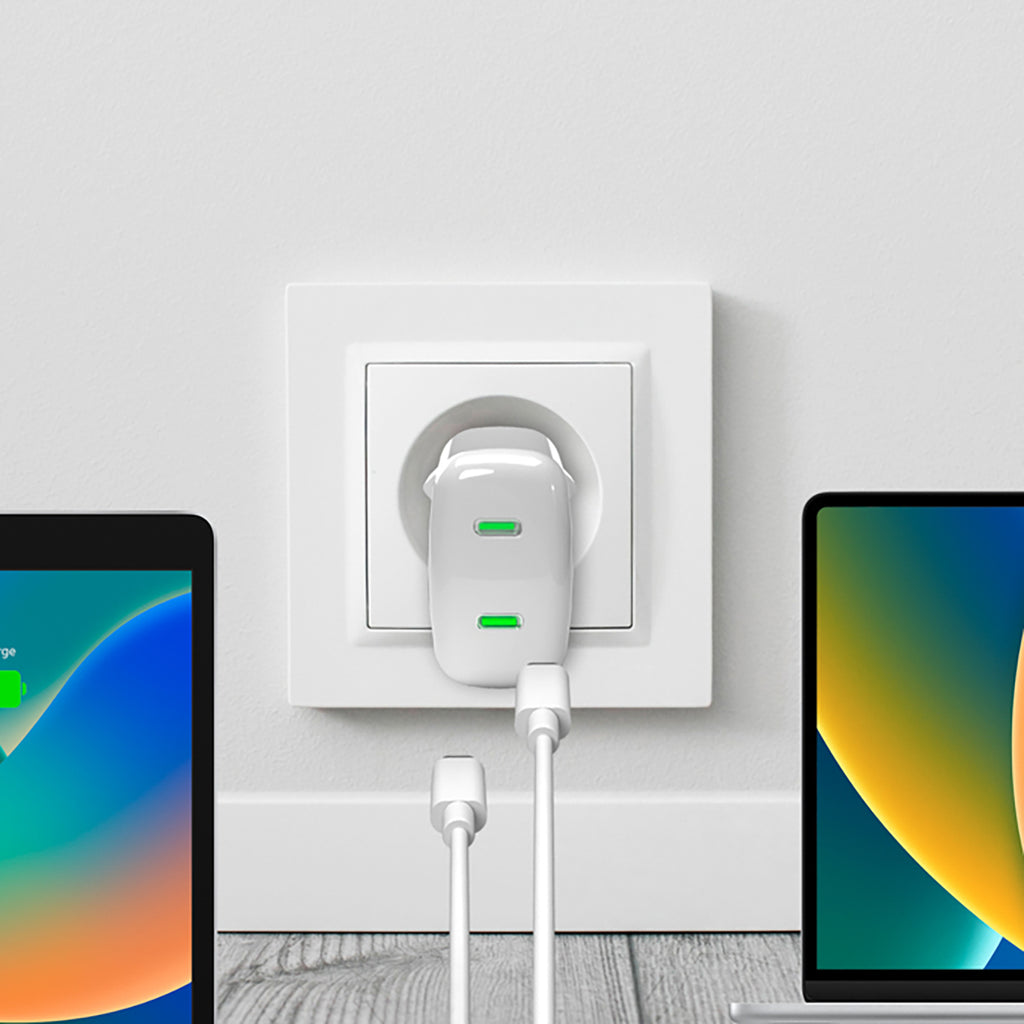 Puro MiniPro 35W GaN 2xUSB-C sieninis įkroviklis - baltas