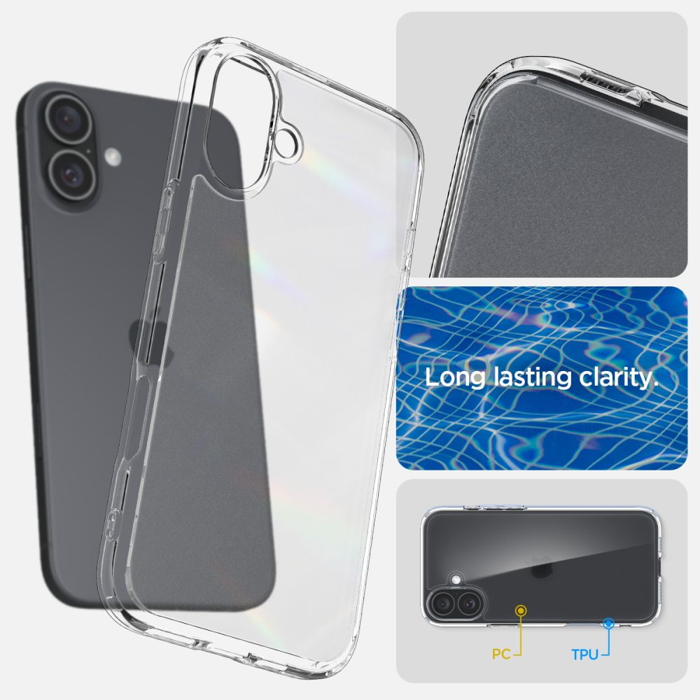 Spigen Ultra Hybrid dėklas iPhone 16 – skaidrus