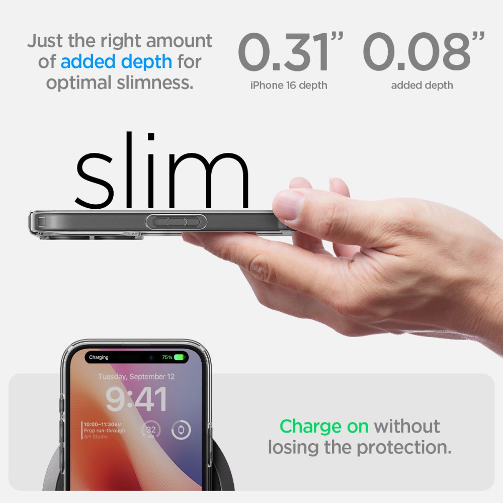 Spigen Ultra Hybrid dėklas iPhone 16 – skaidrus