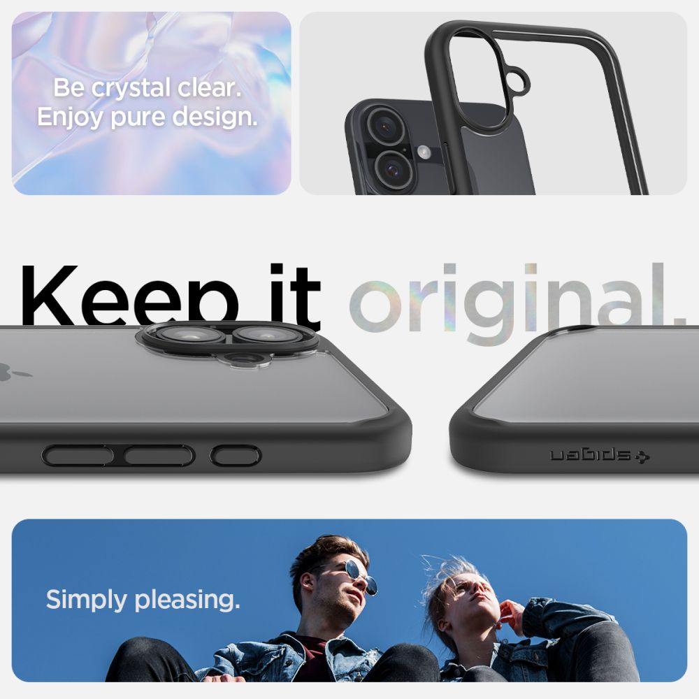 Spigen Ultra Hybrid dėklas iPhone 16 – juodas matinis