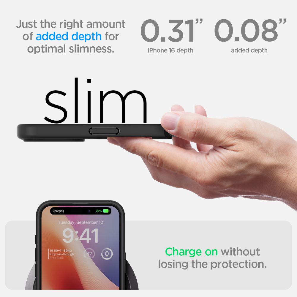 Spigen Ultra Hybrid dėklas iPhone 16 – juodas matinis