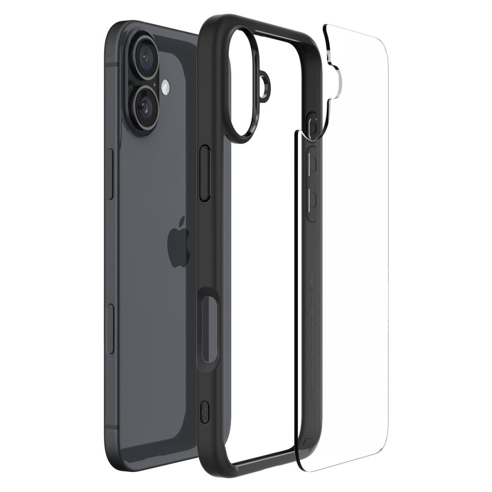 Spigen Ultra Hybrid dėklas iPhone 16 – juodas matinis