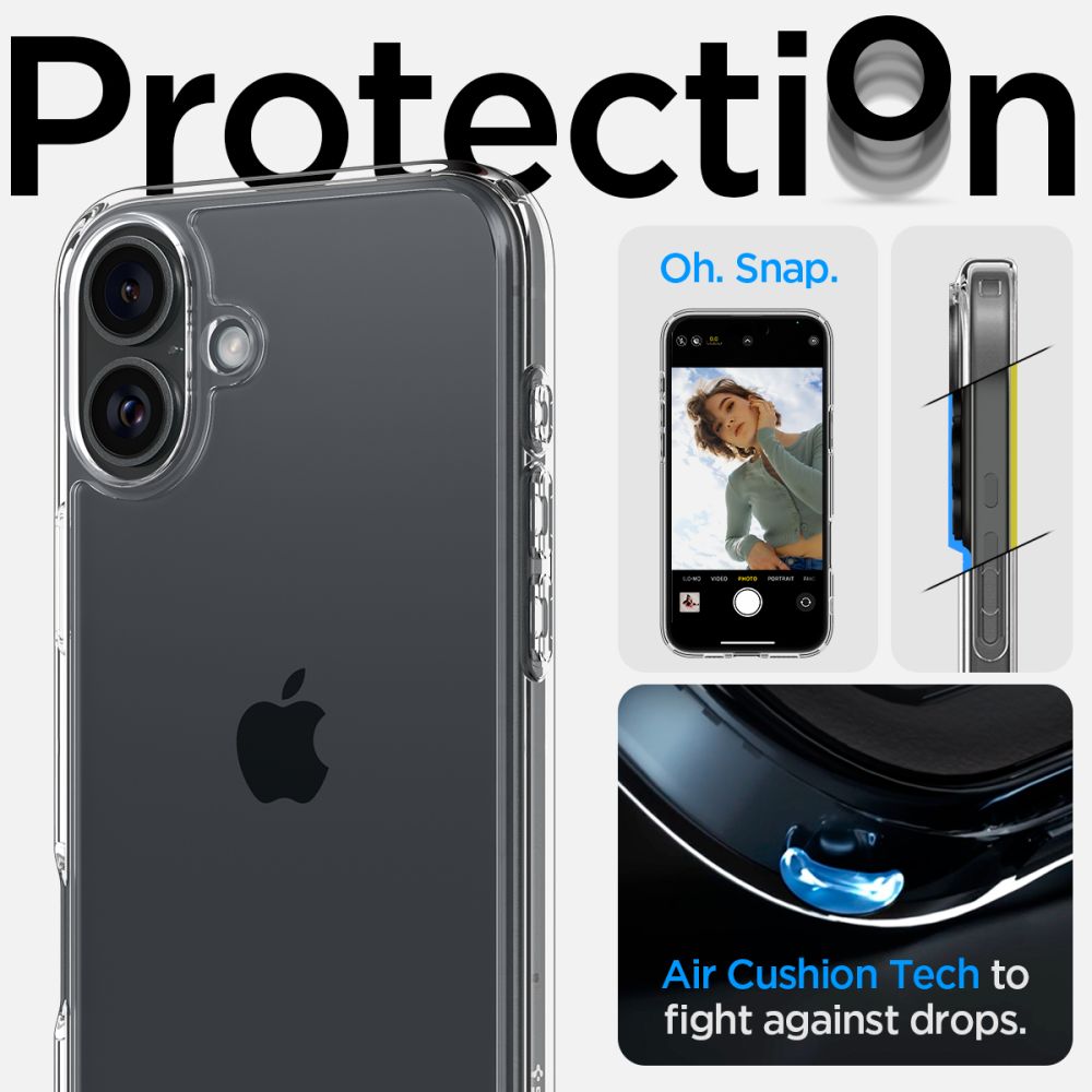 Spigen Ultra Hybrid iPhone 16 dėklas – skaidrus