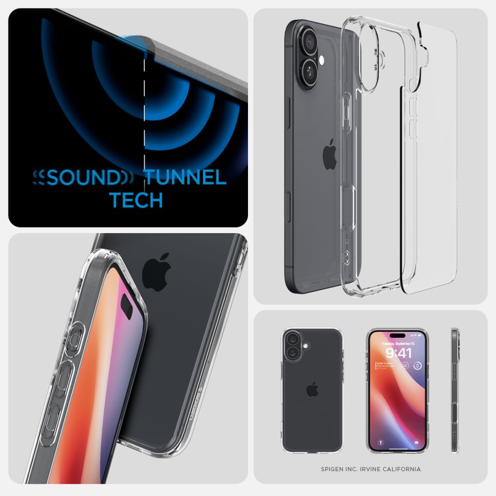 Spigen Ultra Hybrid iPhone 16 dėklas – skaidrus