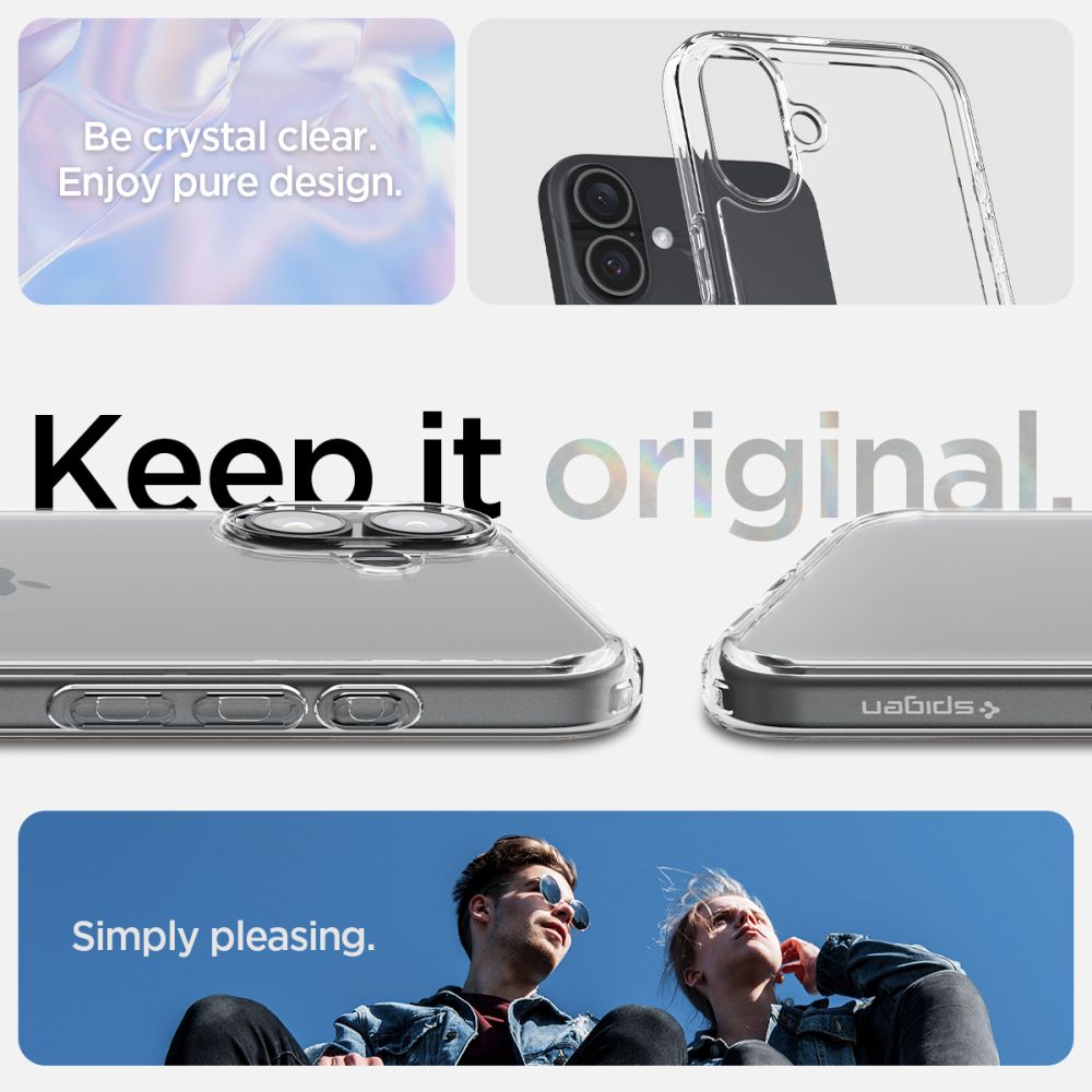 Spigen Ultra Hybrid iPhone 16 dėklas – skaidrus