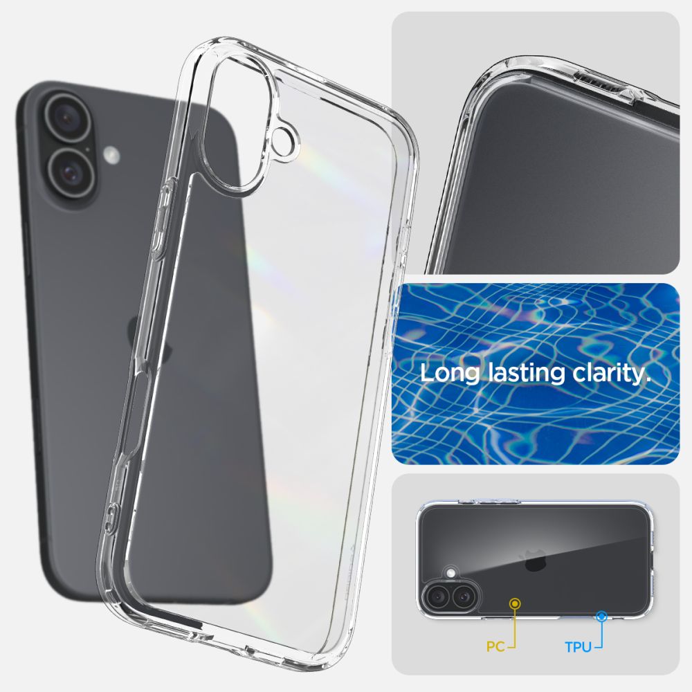 Spigen Ultra Hybrid iPhone 16 dėklas – skaidrus