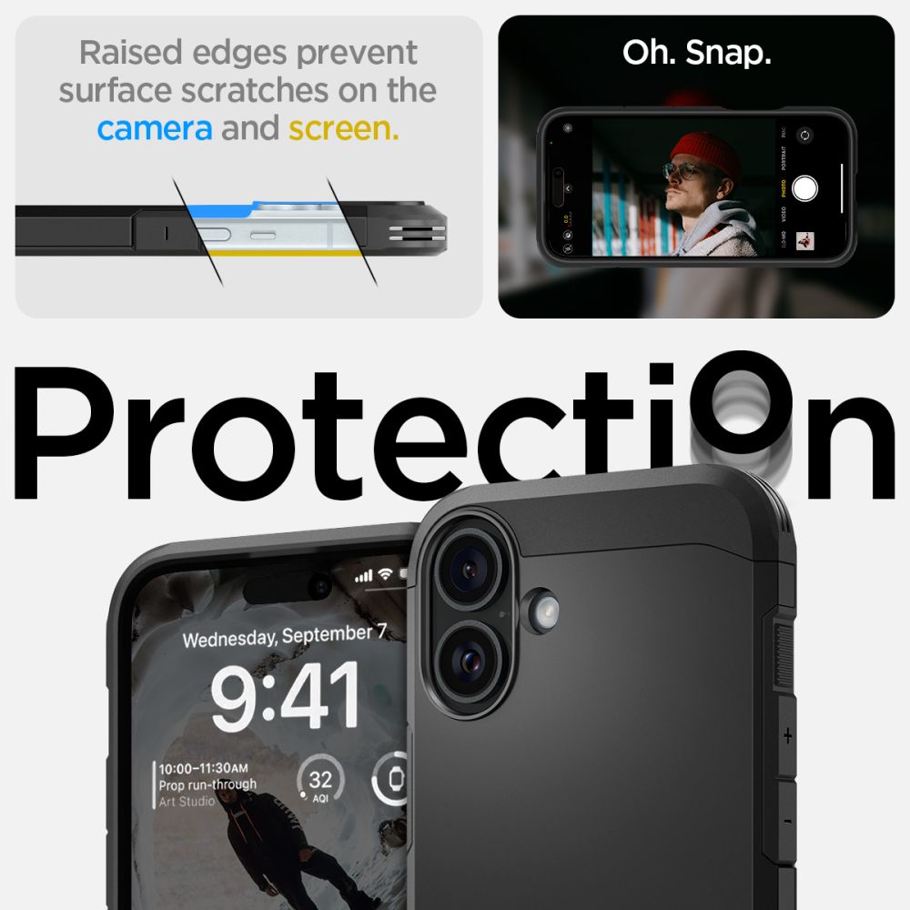Spigen Tough Armor MagSafe dėklas su stovu iPhone 16 – juodas