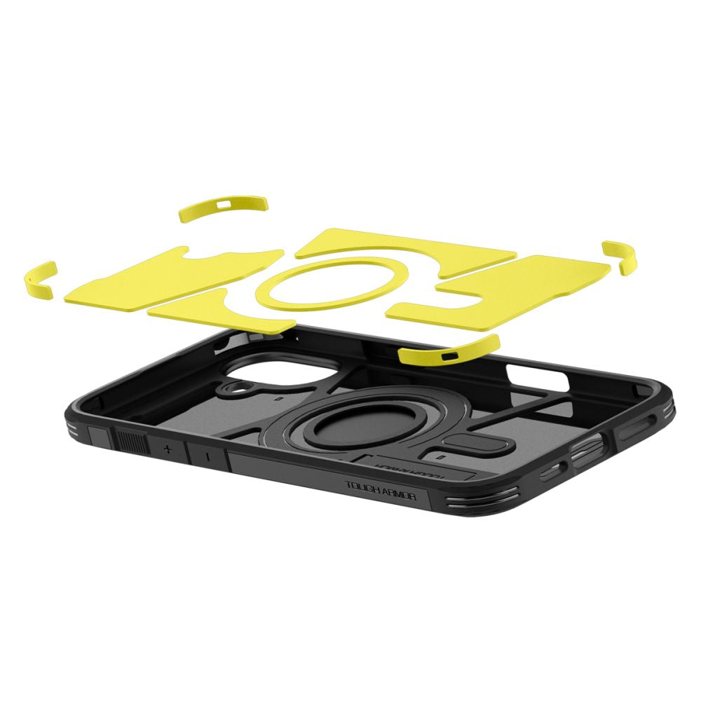 Spigen Tough Armor MagSafe dėklas su stovu iPhone 16 – juodas