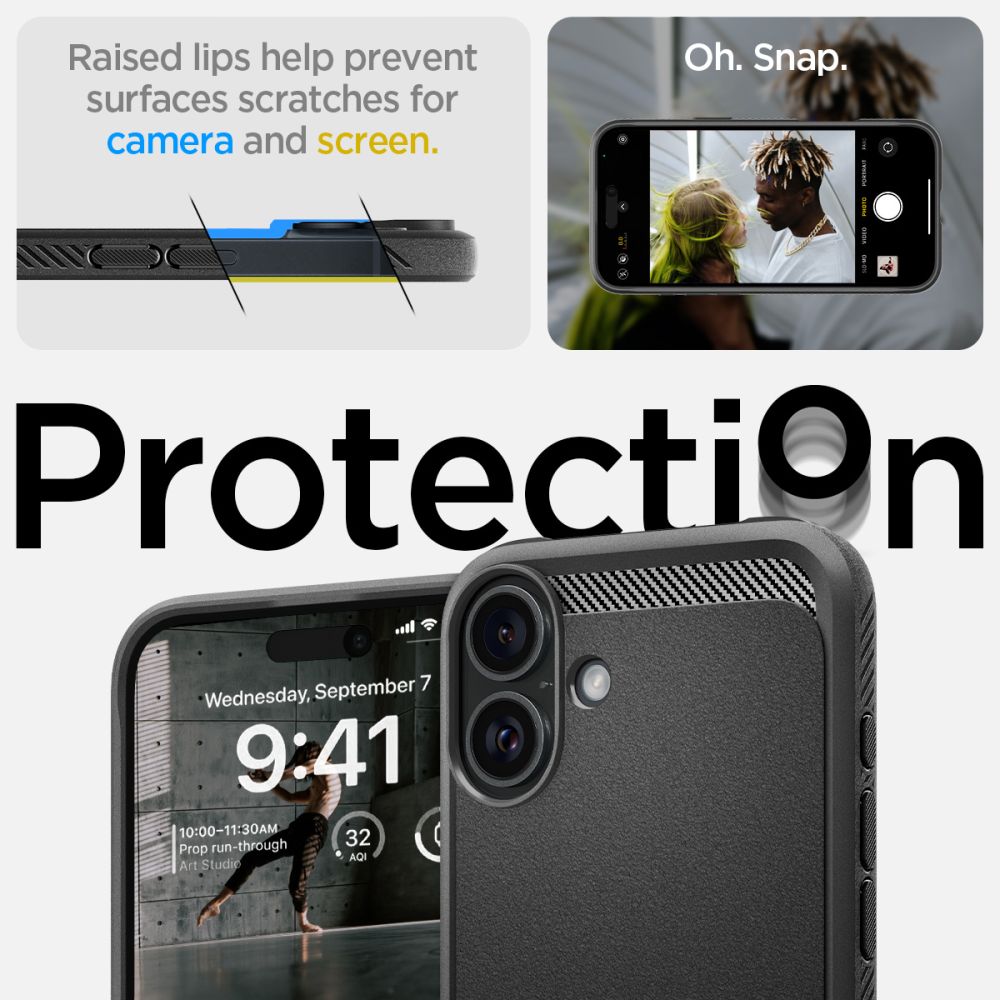 Spigen Rugged Armor MagSafe dėklas iPhone 16 – juodas