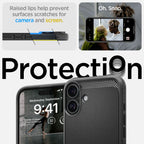 Spigen Rugged Armor MagSafe dėklas iPhone 16 – juodas