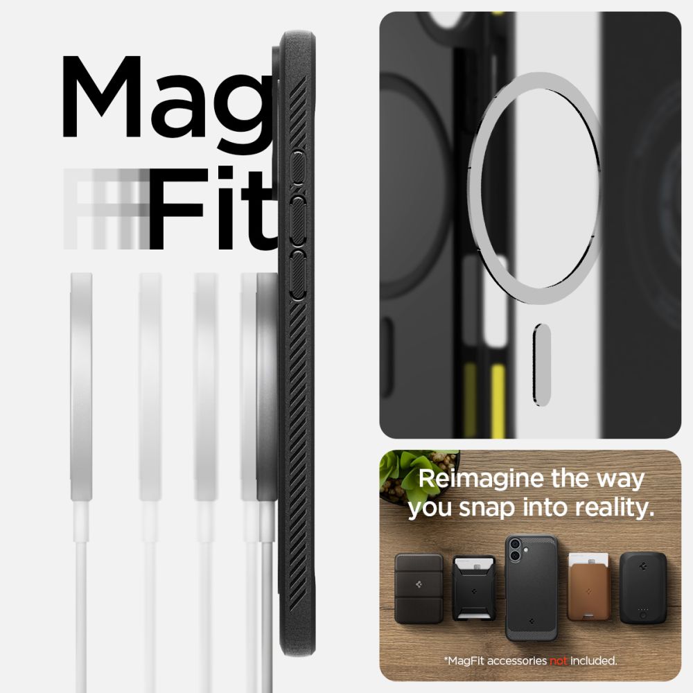 Spigen Rugged Armor MagSafe dėklas iPhone 16 – juodas