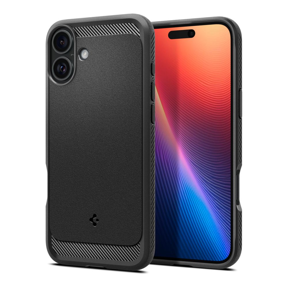 Spigen Rugged Armor MagSafe dėklas iPhone 16 – juodas