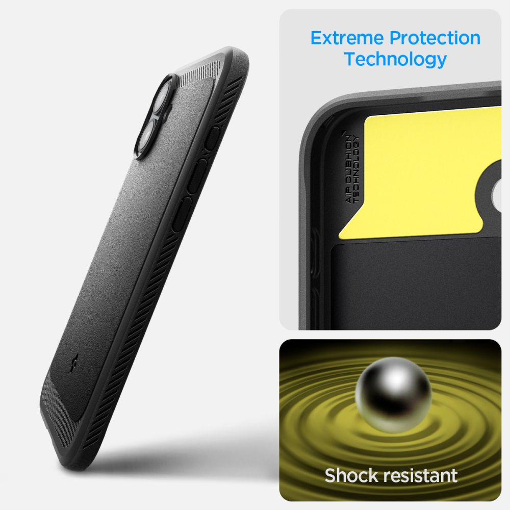 Spigen Rugged Armor MagSafe dėklas iPhone 16 – juodas