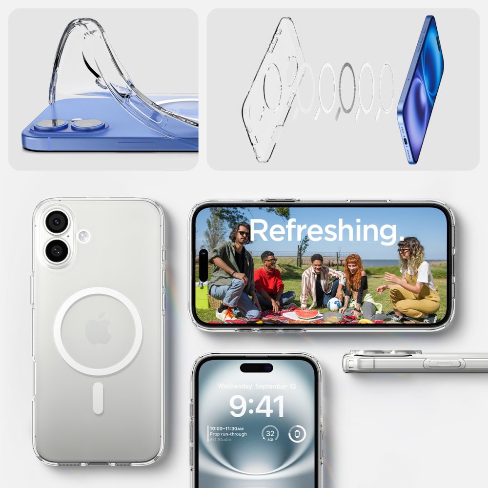 Spigen Liquid Crystal MagSafe dėklas iPhone 16 – skaidrus