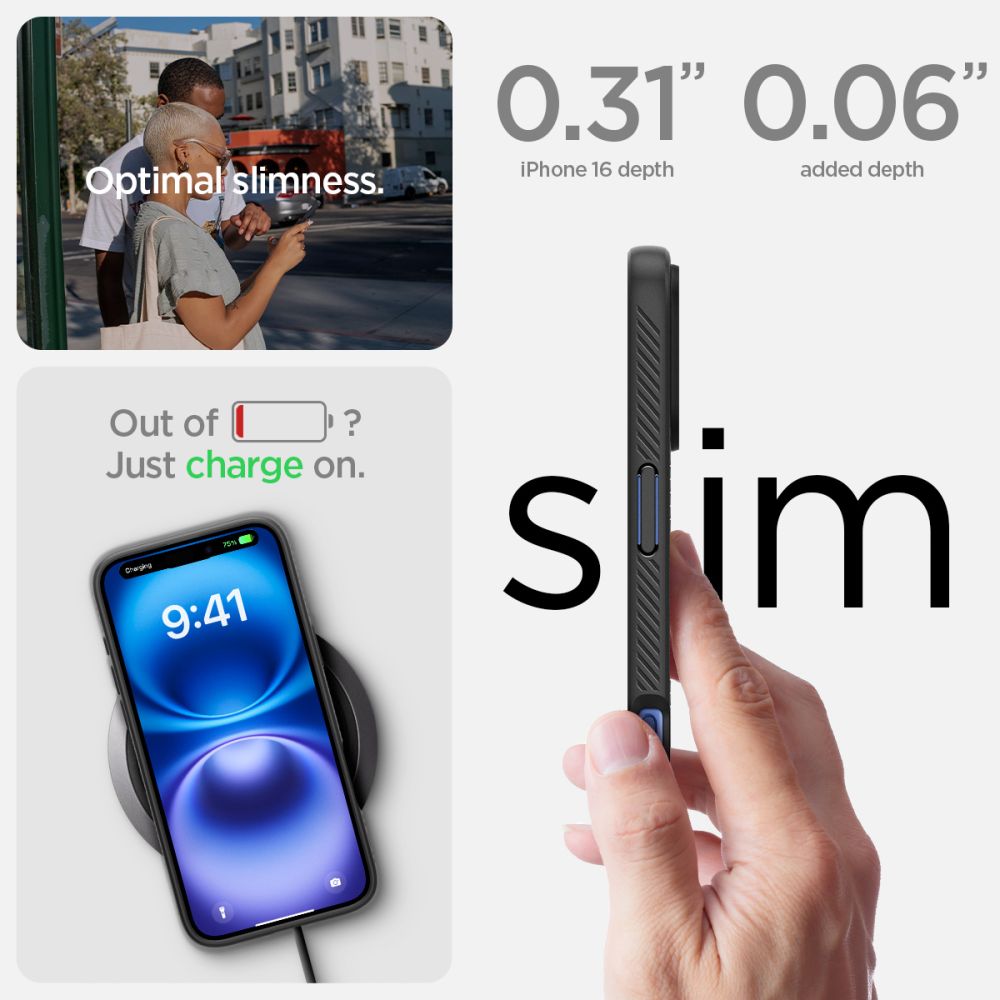 Spigen Liquid Air dėklas iPhone 16 – juodas