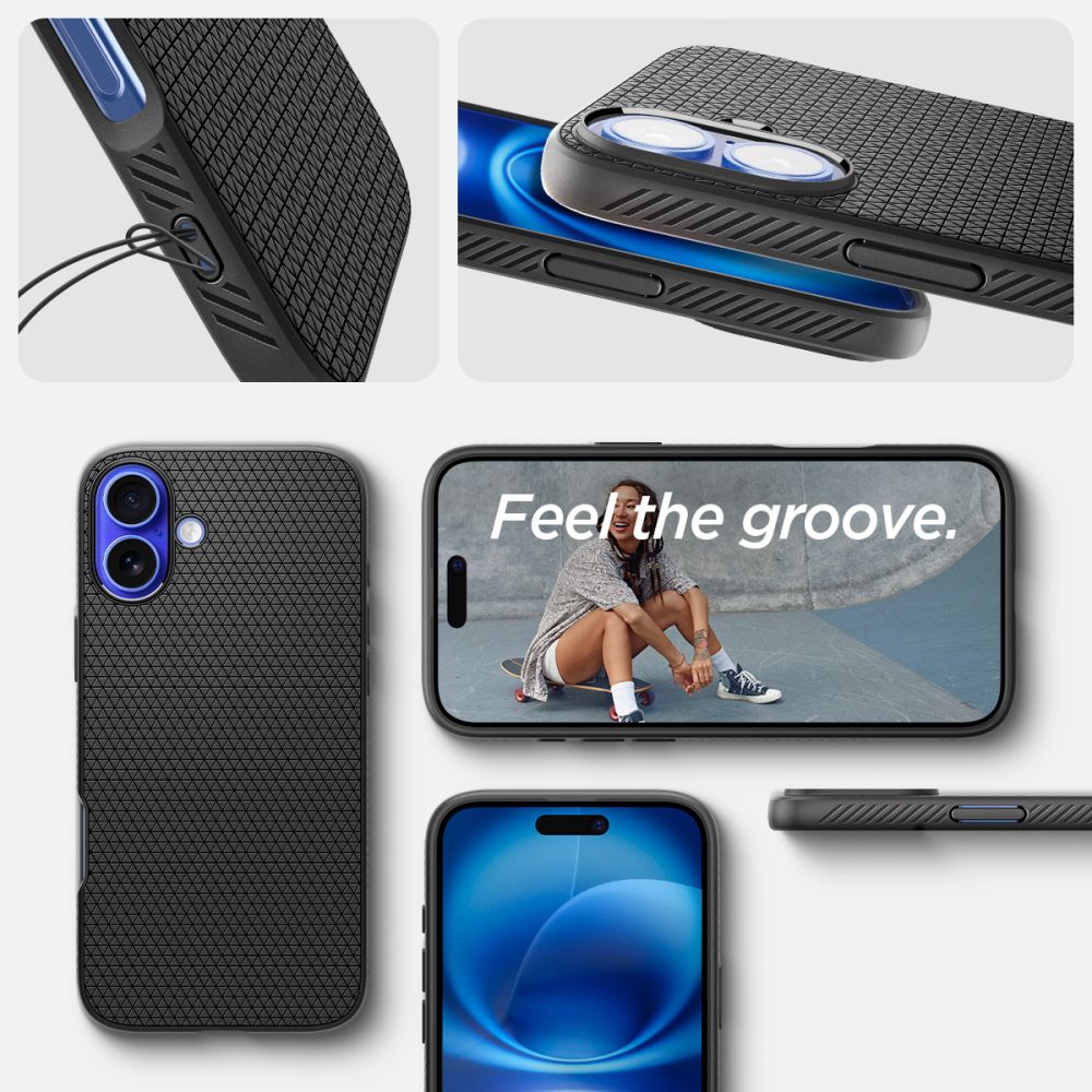 Spigen Liquid Air dėklas iPhone 16 – juodas
