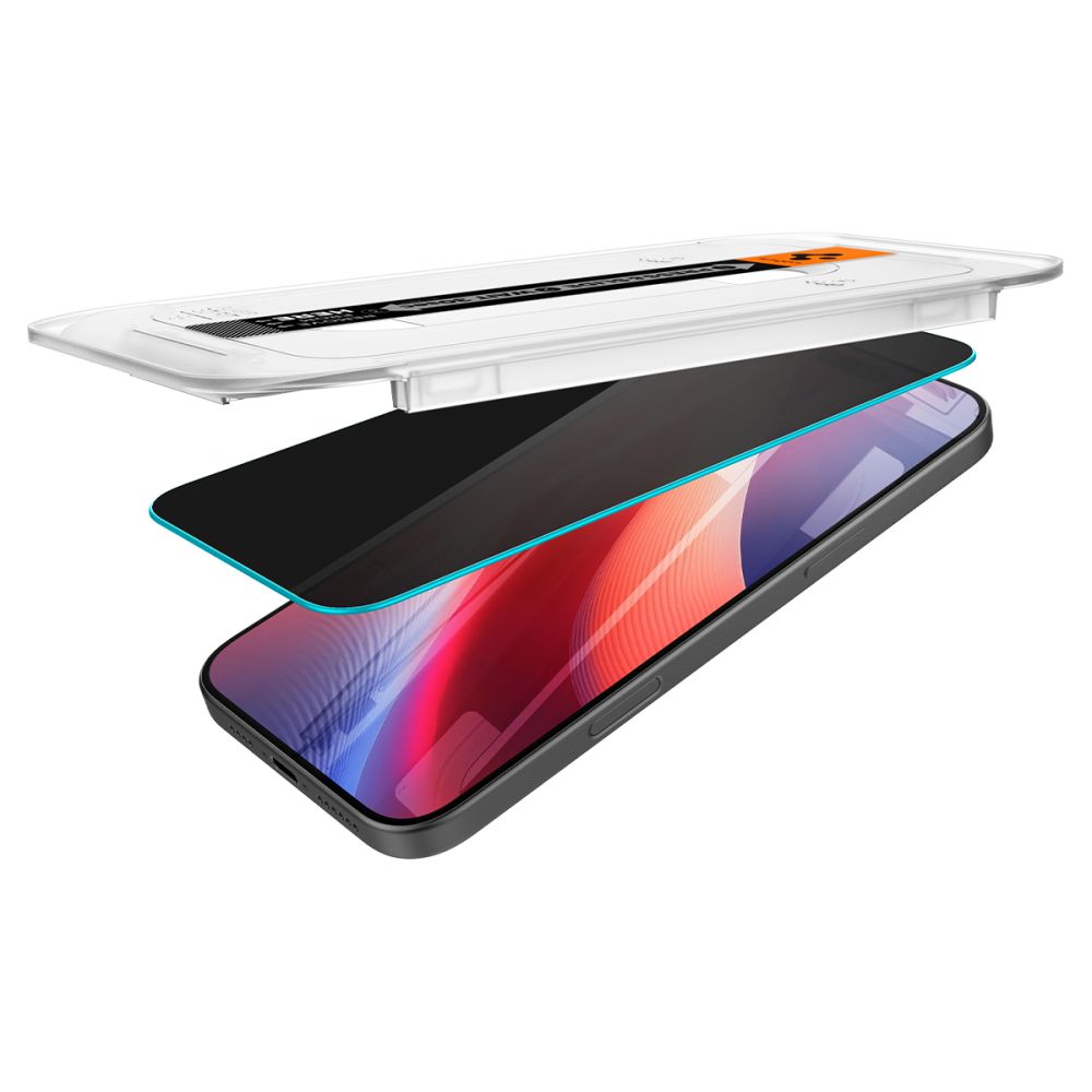 Spigen EZ Fit privatumo grūdintas stiklas iPhone 16 Pro/17 – 2 vnt.