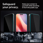 Spigen EZ Fit privatumo grūdintas stiklas iPhone 16 Pro/17 – 2 vnt.