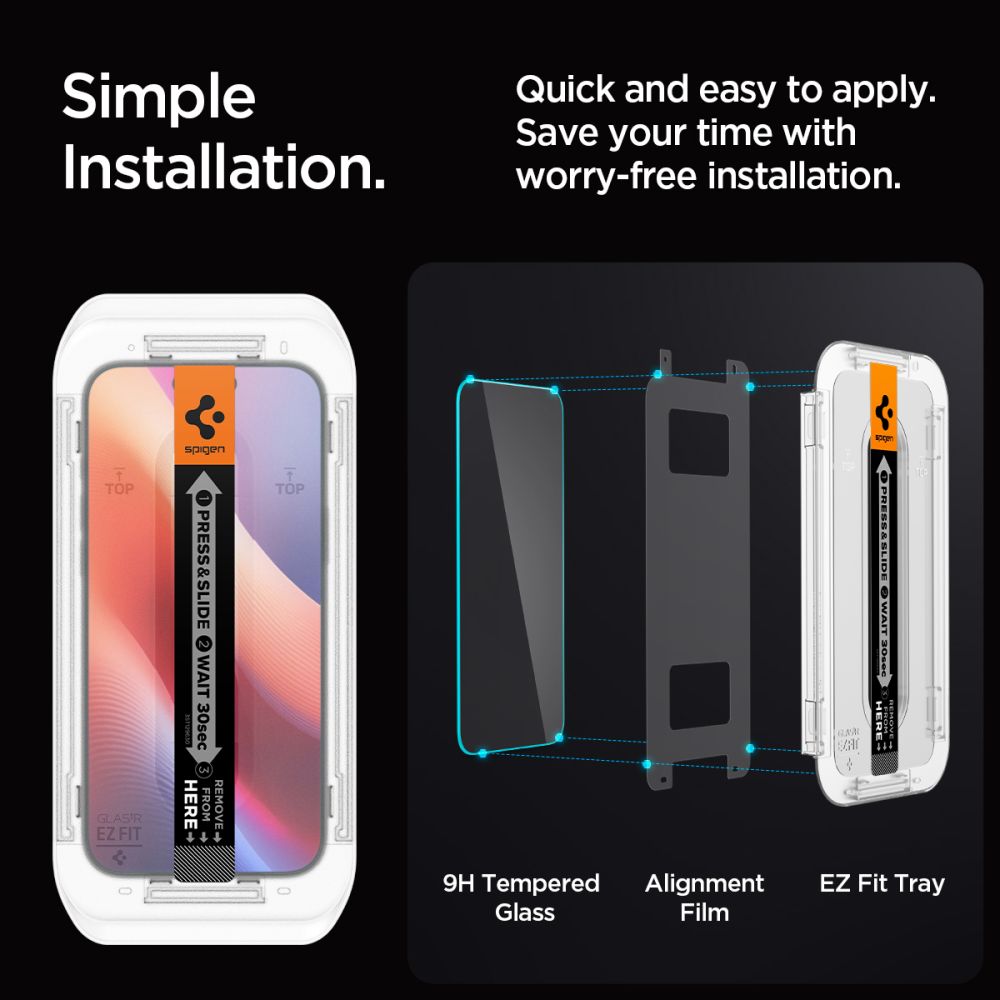 Spigen grūdintas stiklas iPhone 16 Pro / 17 / 17 Pro (2 vnt.)