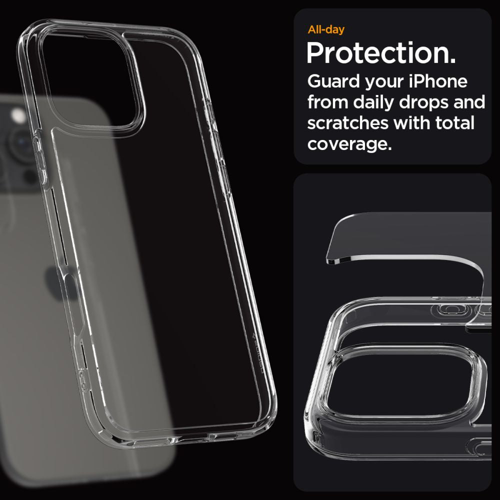 Spigen Ultra Hybrid dėklas iPhone 16 Pro – skaidrus