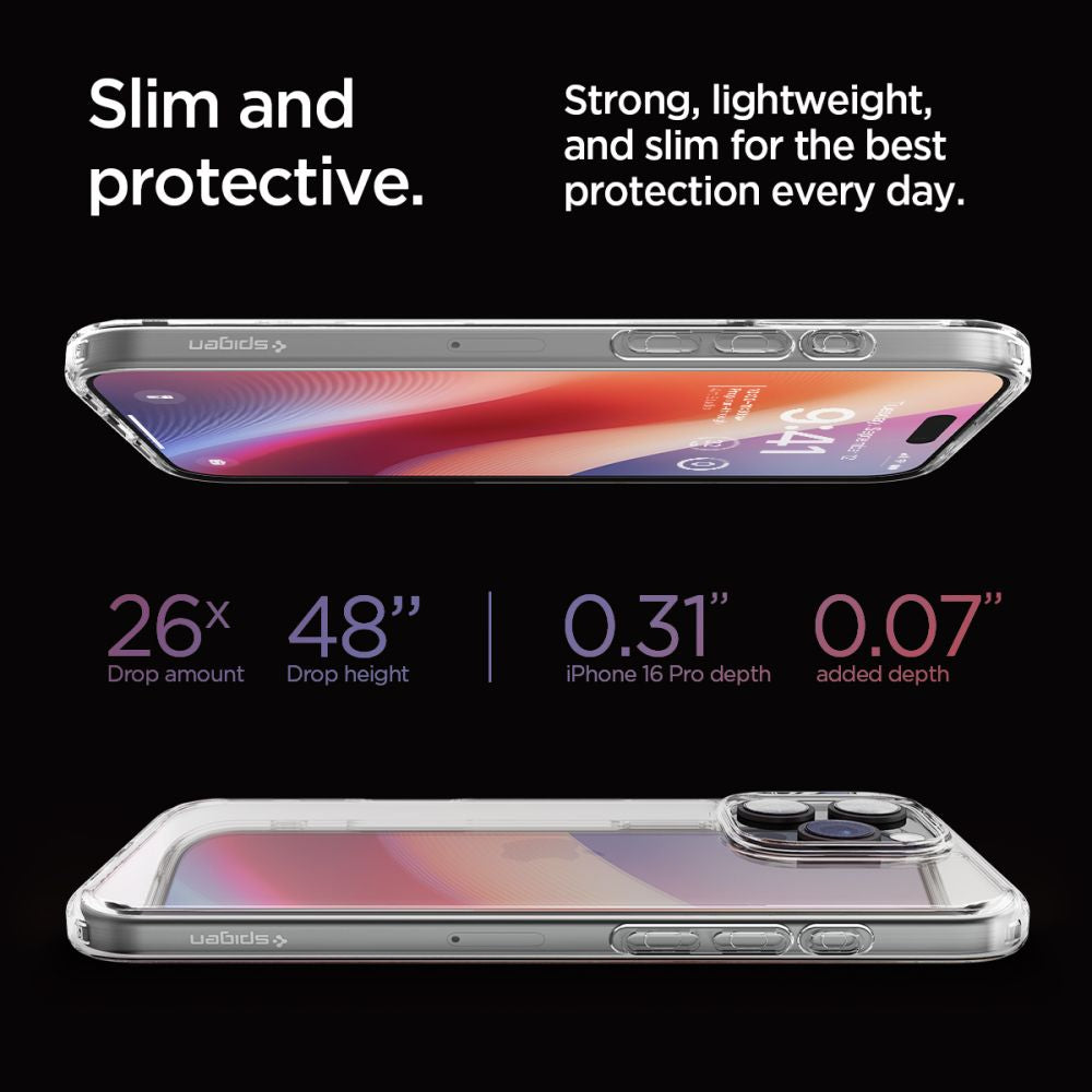 Spigen Ultra Hybrid dėklas iPhone 16 Pro – skaidrus