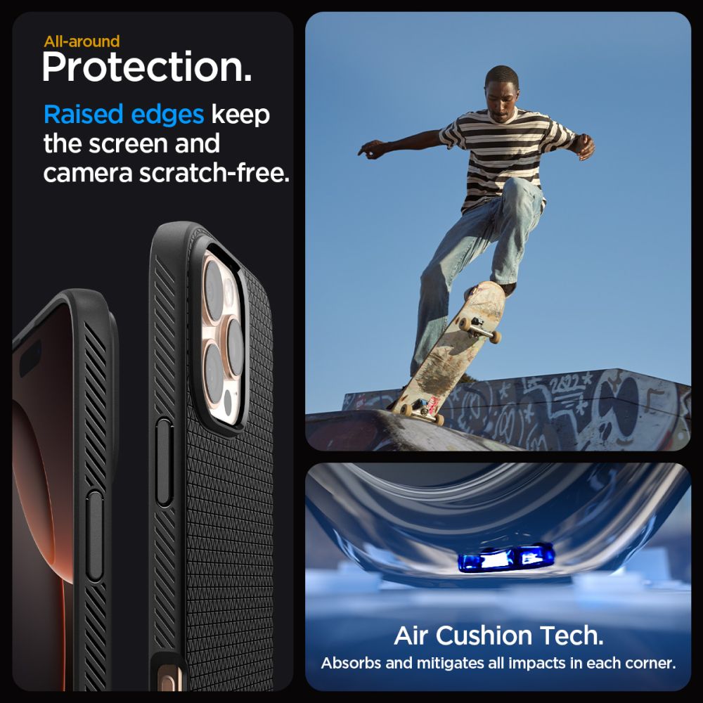 Spigen Liquid Air dėklas iPhone 16 Pro – juodas