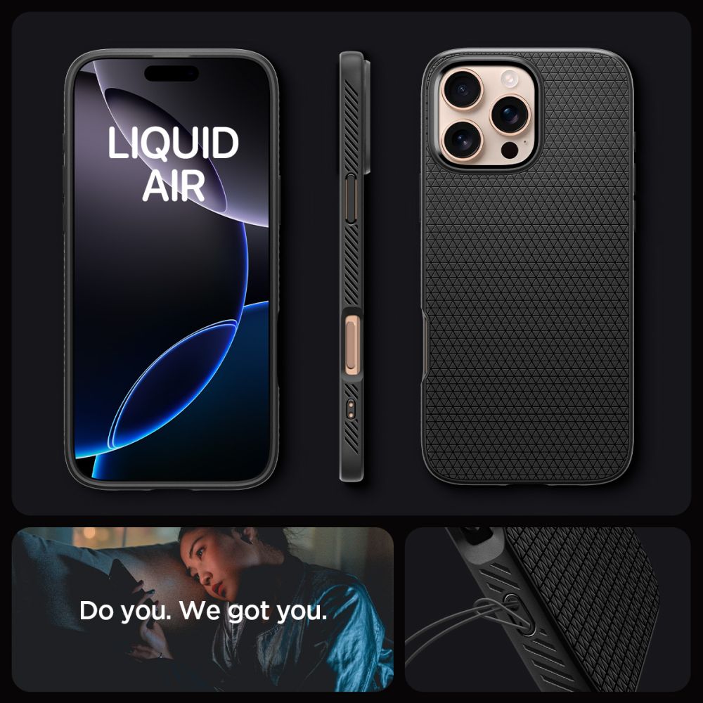 Spigen Liquid Air dėklas iPhone 16 Pro – juodas