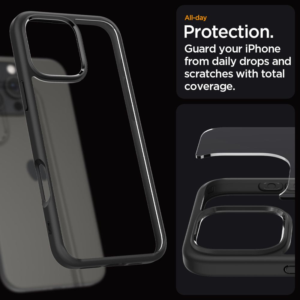Spigen Ultra Hybrid dėklas iPhone 16 Pro Max – matinis juodas