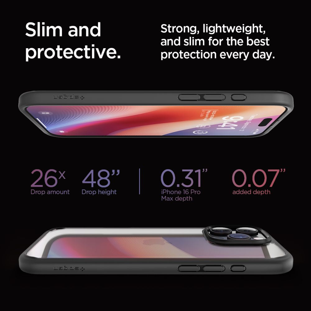 Spigen Ultra Hybrid dėklas iPhone 16 Pro Max – matinis juodas