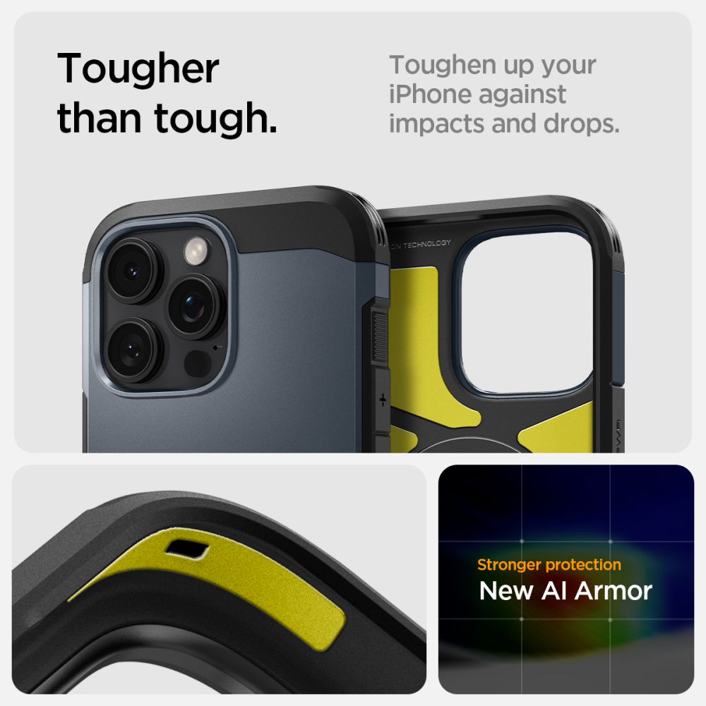 Spigen Tough Armor MagSafe dėklas iPhone 16 Pro Max – pilkas