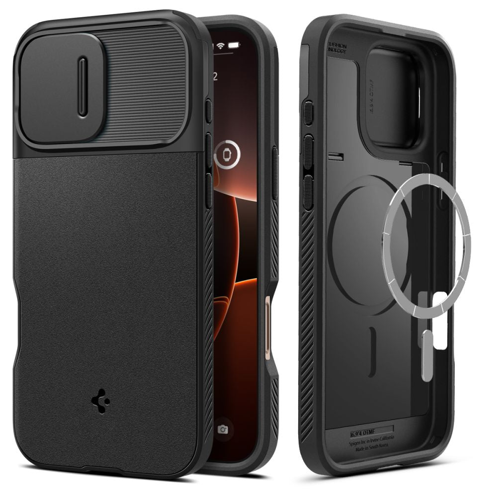 Spigen Optik Armor MagSafe dėklas iPhone 16 Pro Max – juodas