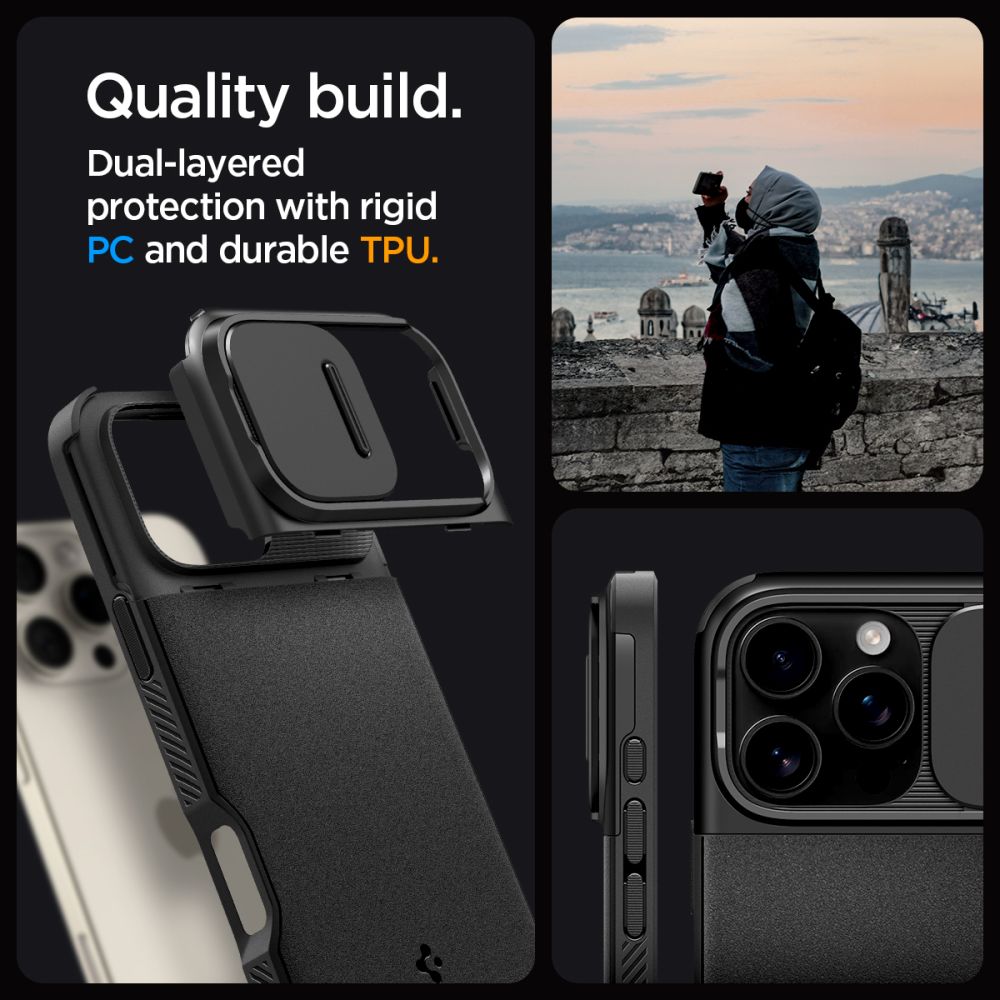 Spigen Optik Armor MagSafe dėklas iPhone 16 Pro Max – juodas