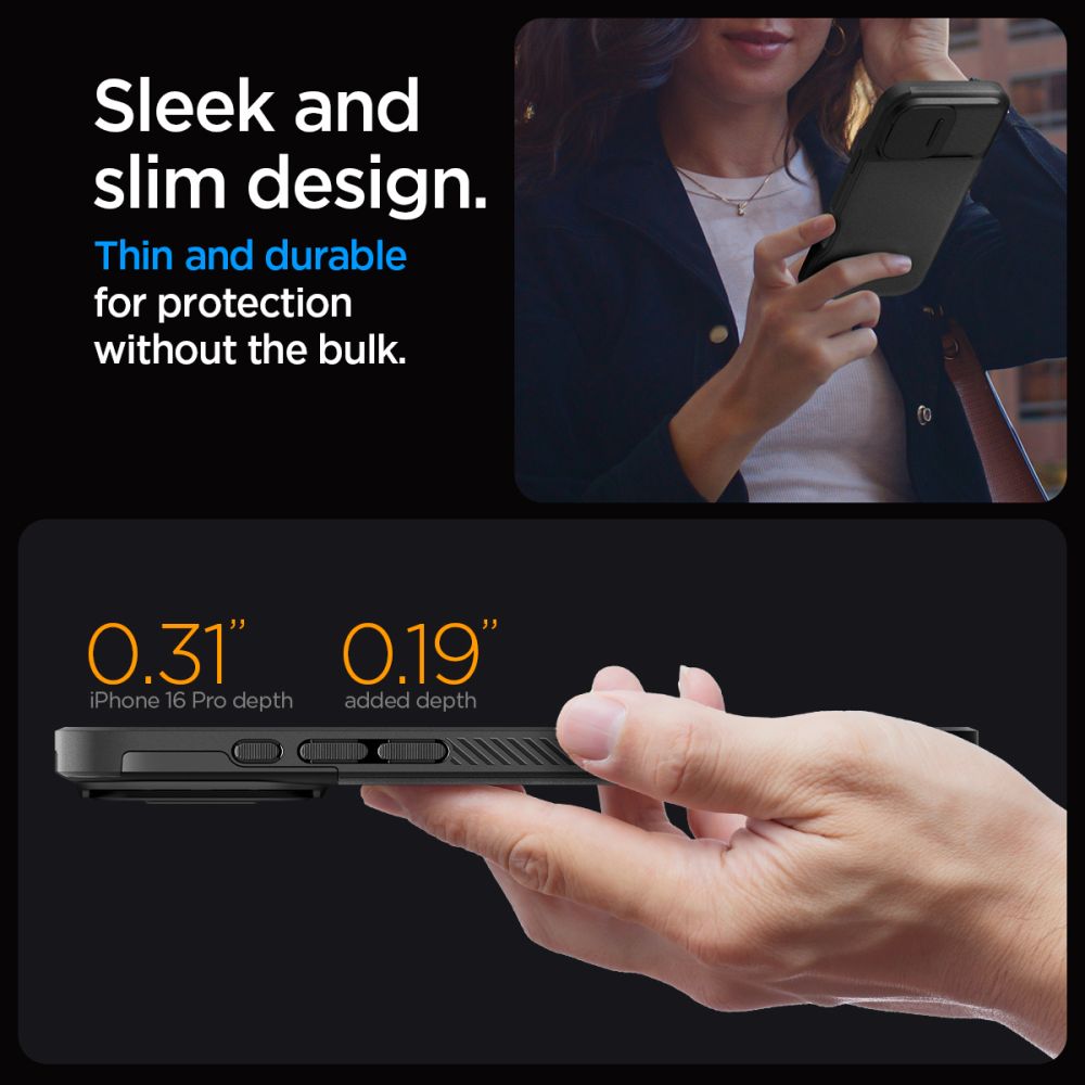 Spigen Optik Armor MagSafe dėklas iPhone 16 Pro Max – juodas