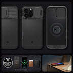 Spigen Optik Armor MagSafe dėklas iPhone 16 Pro Max – juodas