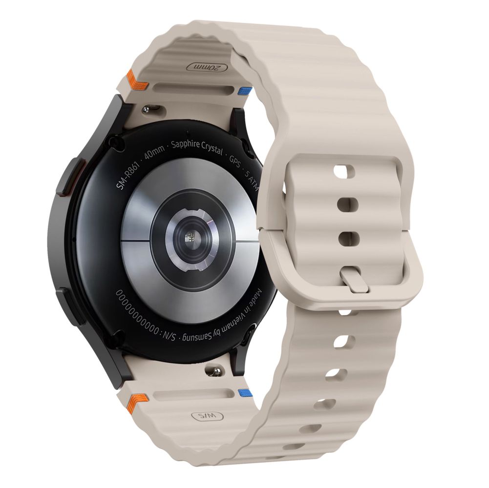 Tech-Protect silikoninis sportinis dirželis, skirtas Samsung Galaxy Watch 4 / 5 / 5 Pro / 6 / 7 / FE - smėlio spalvos --...