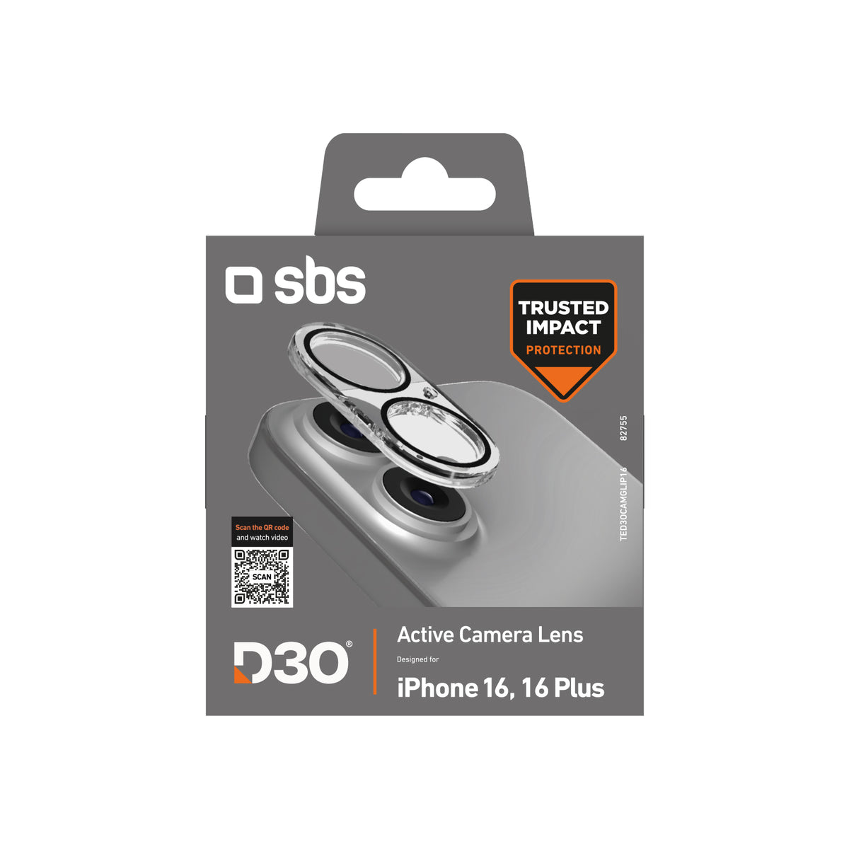 SBS D3O kameros objektyvo stiklas iPhone 16/16 Plus