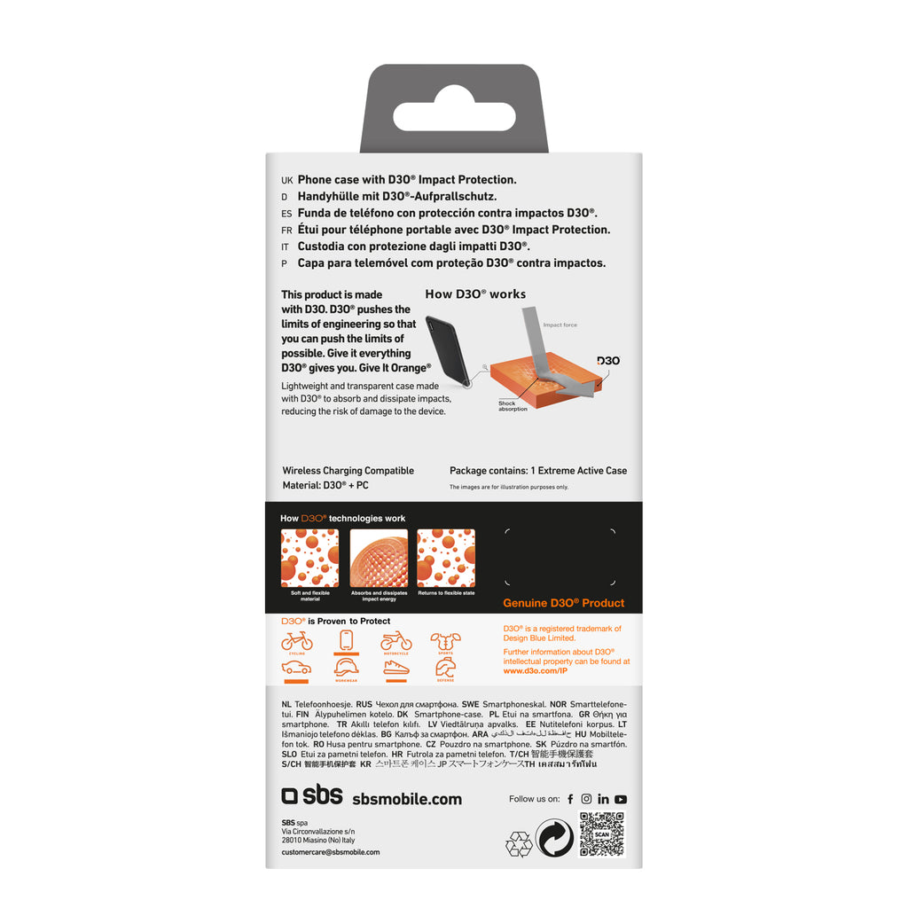 SBS Extreme Active D3O dėklas iPhone 16 Pro Max – skaidrus