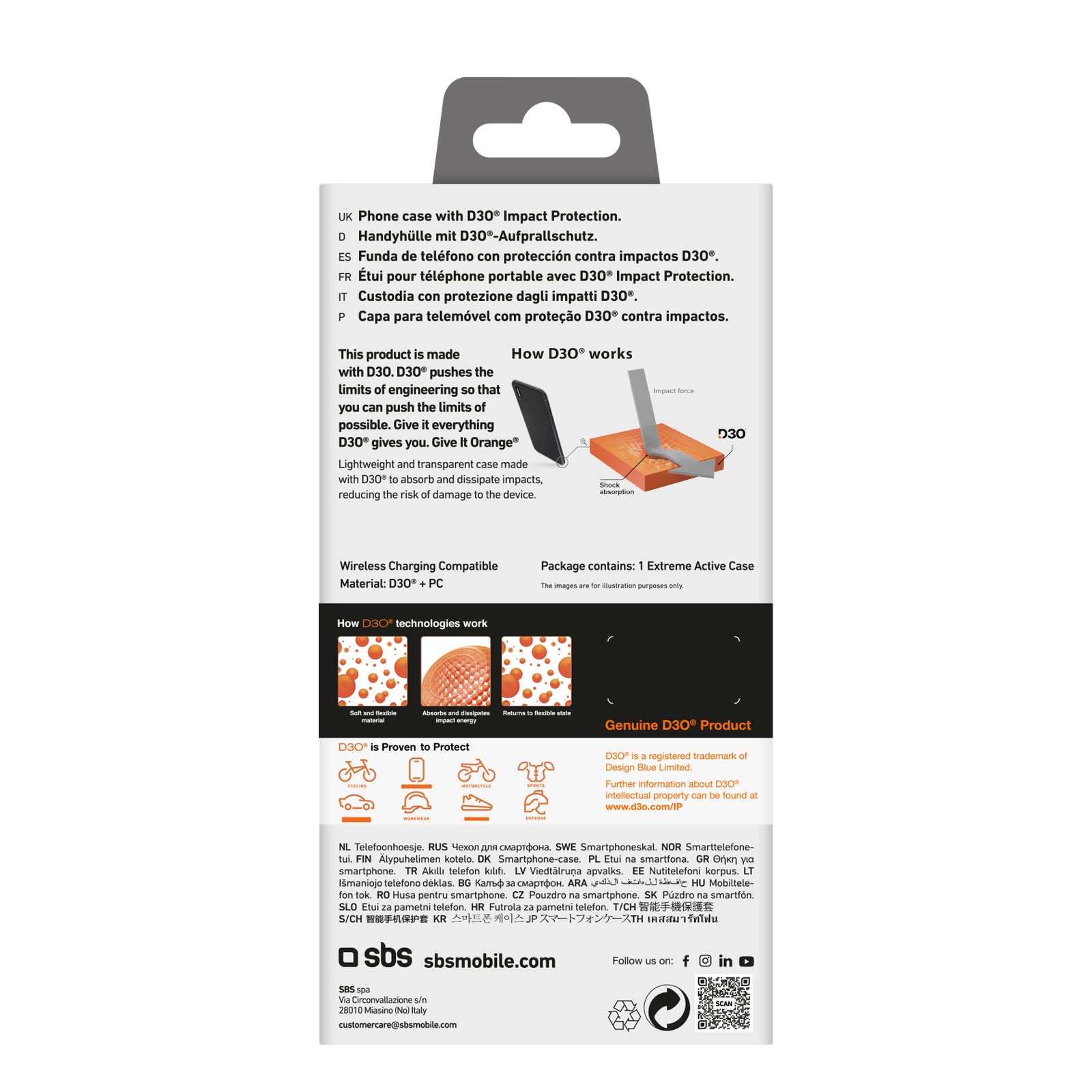 SBS Extreme Active D3O dėklas iPhone 16 Pro Max – skaidrus