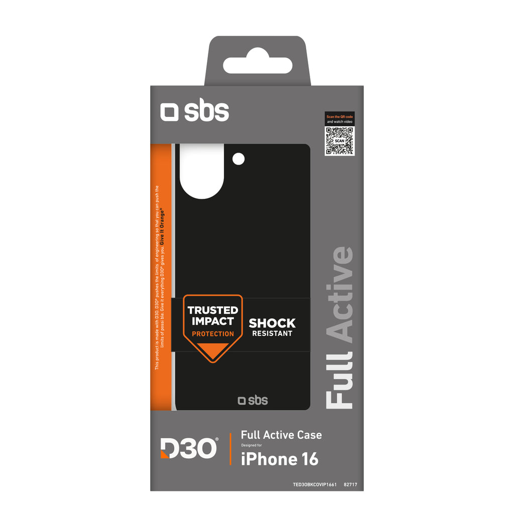 SBS Full Active D3O dėklas iPhone 16 – juodas