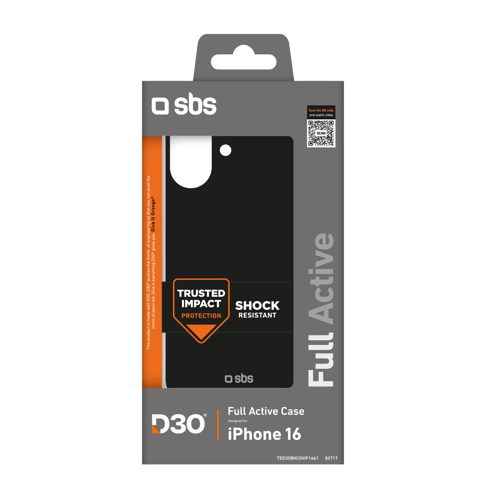 SBS Full Active D3O dėklas iPhone 16 – juodas