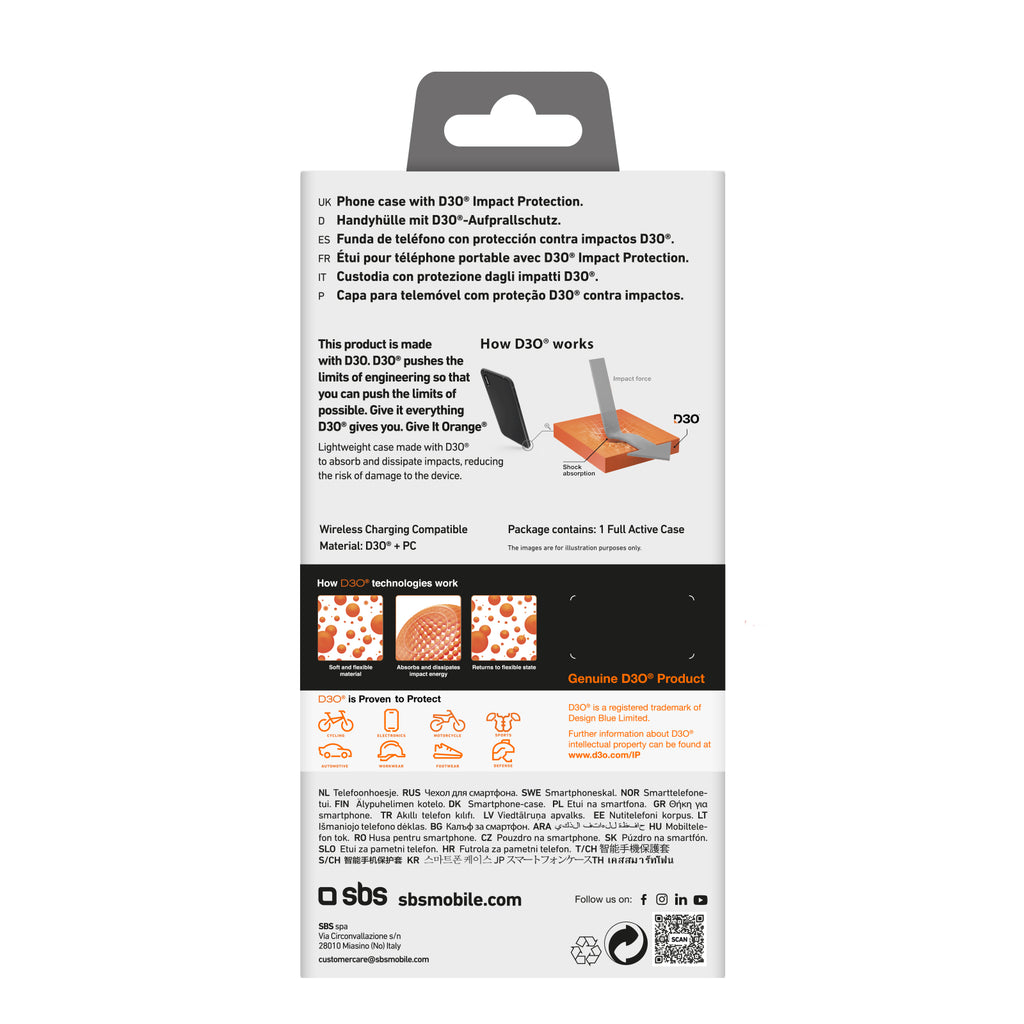 SBS Full Active D3O dėklas iPhone 16 – juodas